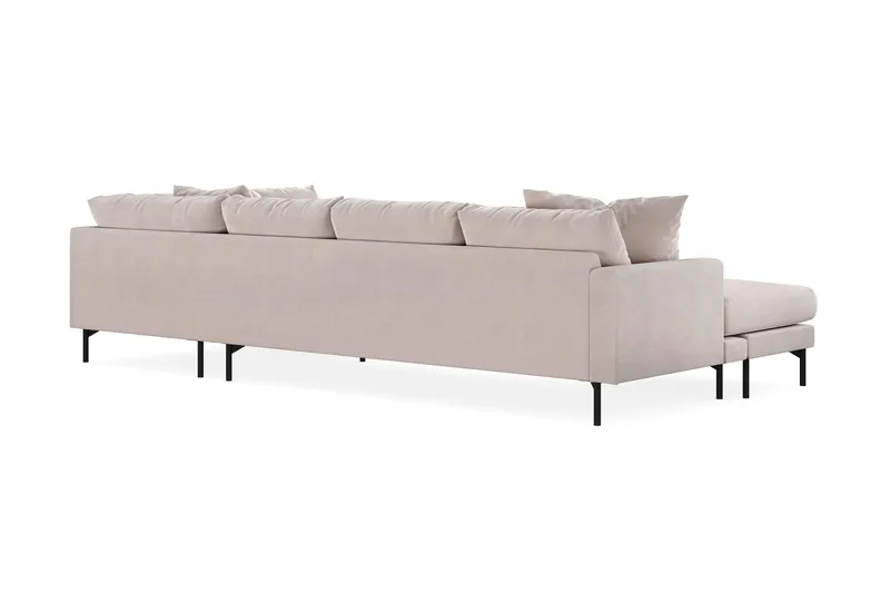 Menard 4-seters Høyrevendt Stor U-formet Dyp Sofa med Divan og Sjeselong i Fløyel - Beige - Møbler - Sofaer - Fløyel sofaer