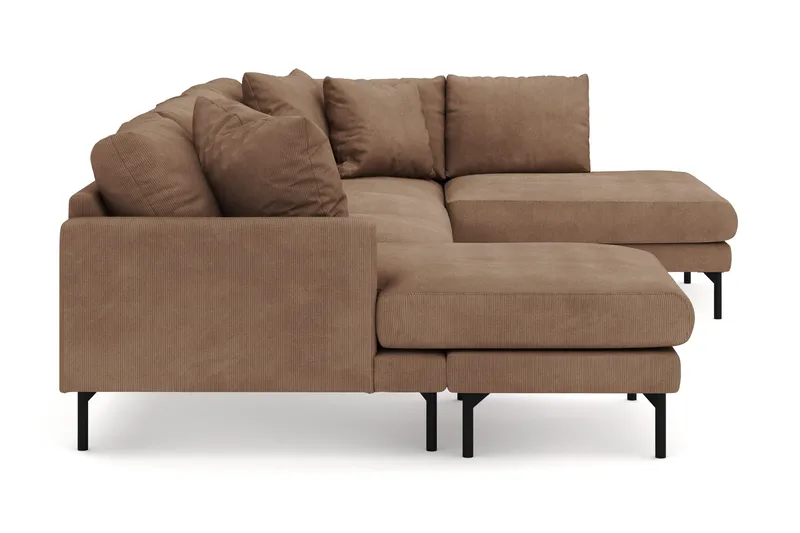 Menard 4-seters Høyrevendt Stor U-formet Dyp Sofa med Divan og Sjeselong i Manchester - Brun - Møbler - Sofaer - U-sofa