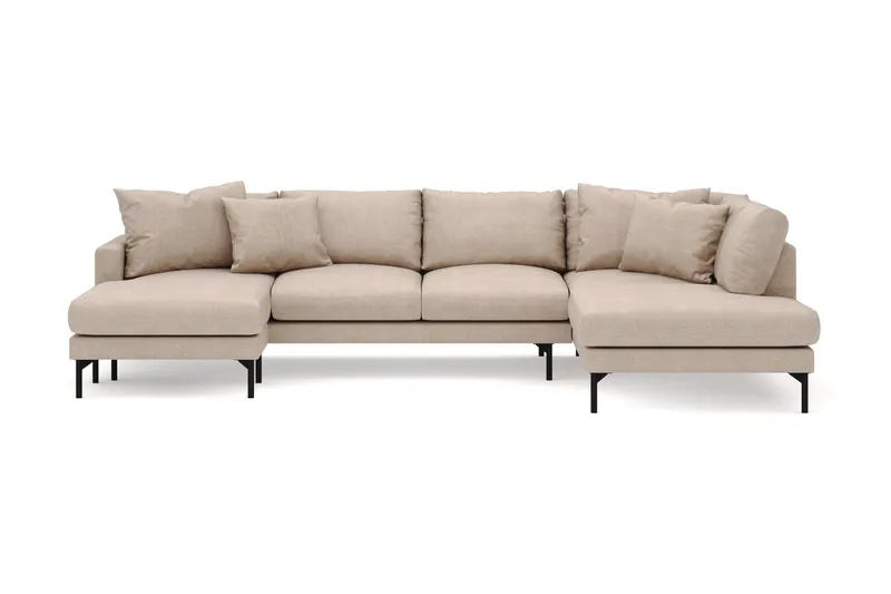 Menard 4-seters Høyrevendt Stor U-formet Dyp Sofa med Divan og Sjeselong i Stoff - Beige - Møbler - Sofaer - U-sofa