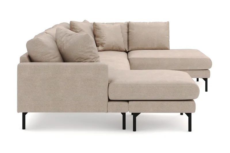 Menard 4-seters Høyrevendt Stor U-formet Dyp Sofa med Divan og Sjeselong i Stoff - Beige - Møbler - Sofaer - U-sofa