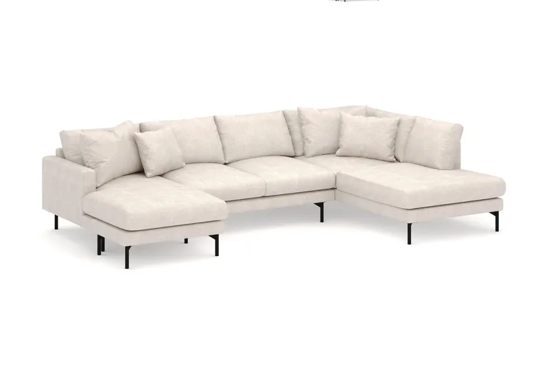 Menard 4-seters Høyrevendt Stor U-formet Dyp Sofa med Divan og Sjeselong i Stoff - Beige - Møbler - Sofaer - U-sofa