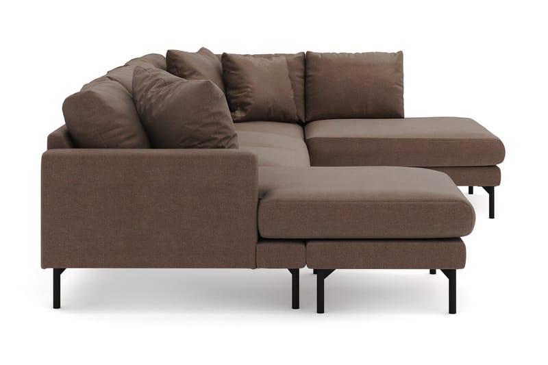 Menard 4-seters Høyrevendt Stor U-formet Dyp Sofa med Divan og Sjeselong i Stoff - Brun - Møbler - Sofaer - U-sofa