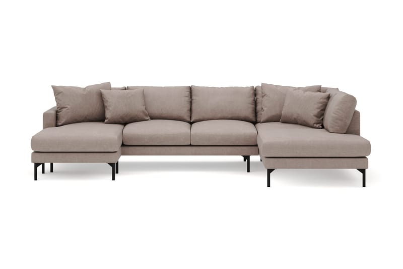 Menard 4-seters Høyrevendt Stor U-formet Dyp Sofa med Divan og Sjeselong i Stoff - Brun - Møbler - Sofaer - U-sofa