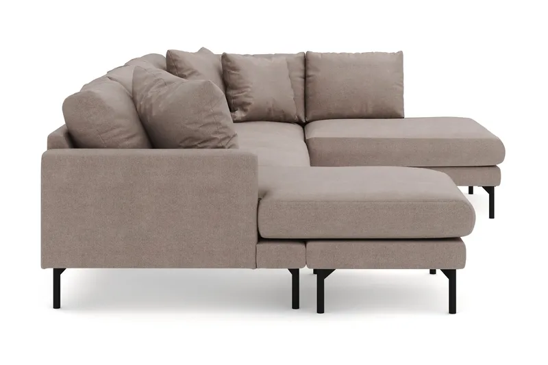 Menard 4-seters Høyrevendt Stor U-formet Dyp Sofa med Divan og Sjeselong i Stoff - Brun - Møbler - Sofaer - U-sofa