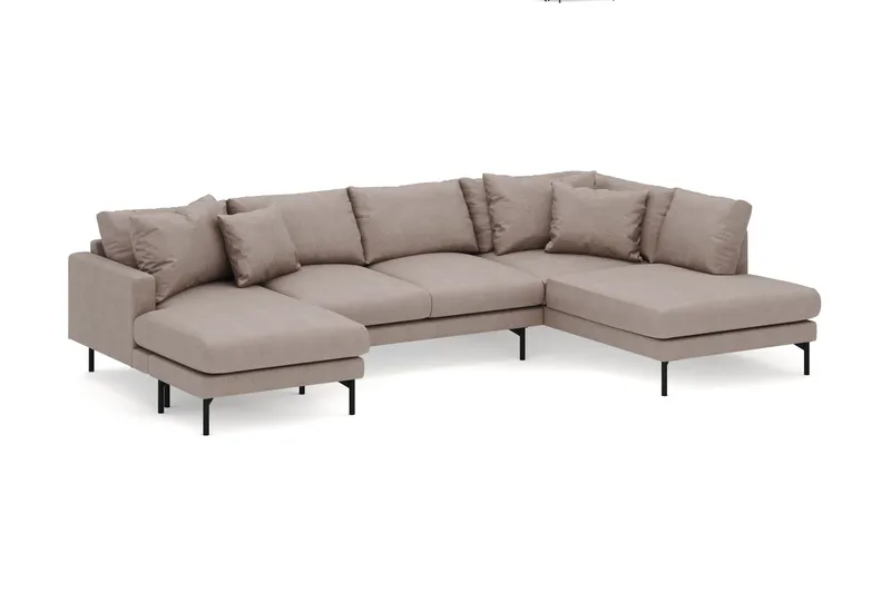 Menard 4-seters Høyrevendt Stor U-formet Dyp Sofa med Divan og Sjeselong i Stoff - Brun - Møbler - Sofaer - U-sofa