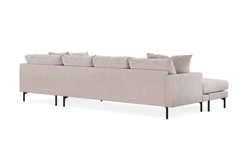 Menard 4-seters Høyrevendt U-formet Sofa med Divan og Sjeselong i Fløyel - Beige - Møbler - Sofaer - Fløyel sofaer