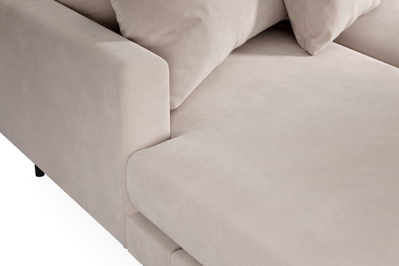 Menard 4-seters Høyrevendt U-formet Sofa med Divan og Sjeselong i Fløyel - Beige - Møbler - Sofaer - Fløyel sofaer
