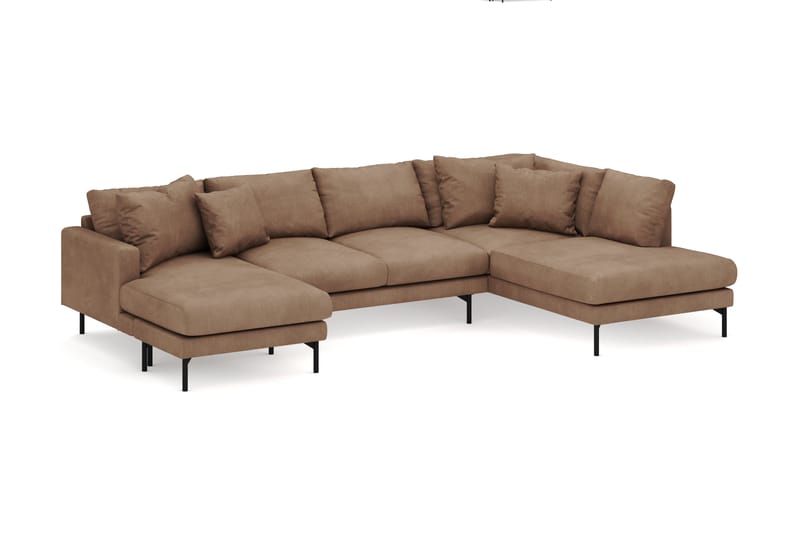 Menard 4-seters Høyrevendt U-formet Sofa med Divan og Sjeselong i Manchester - Brun - Møbler - Sofaer - U-sofa