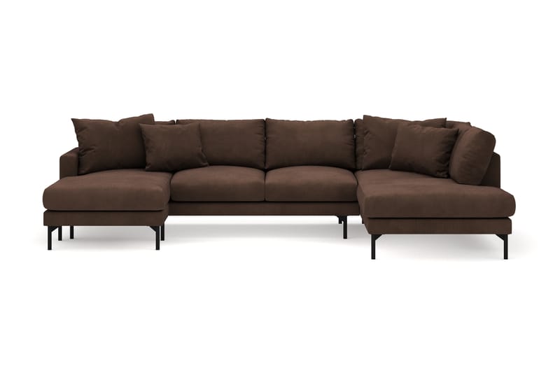 Menard 4-seters Høyrevendt U-formet Sofa med Divan og Sjeselong i Manchester - Brun - Møbler - Sofaer - U-sofa