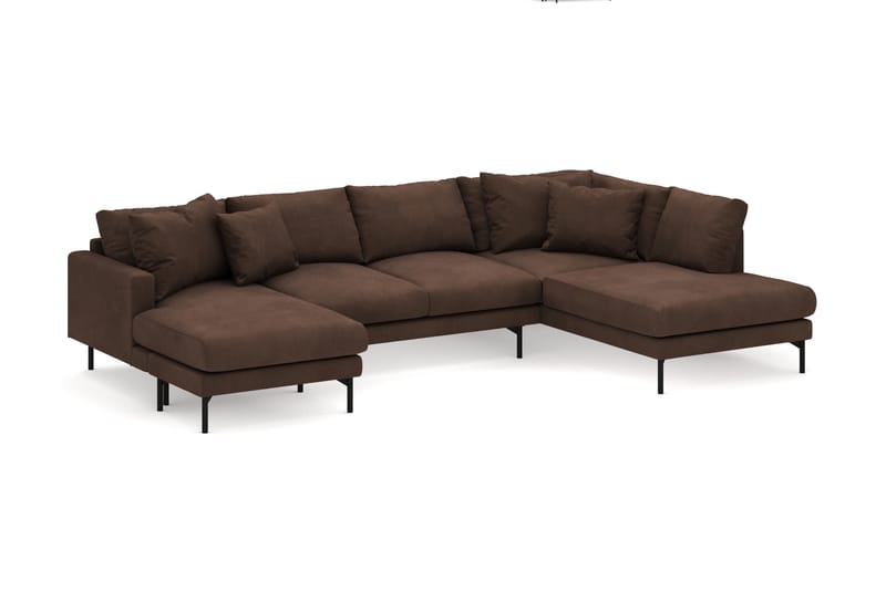 Menard 4-seters Høyrevendt U-formet Sofa med Divan og Sjeselong i Manchester - Brun - Møbler - Sofaer - U-sofa