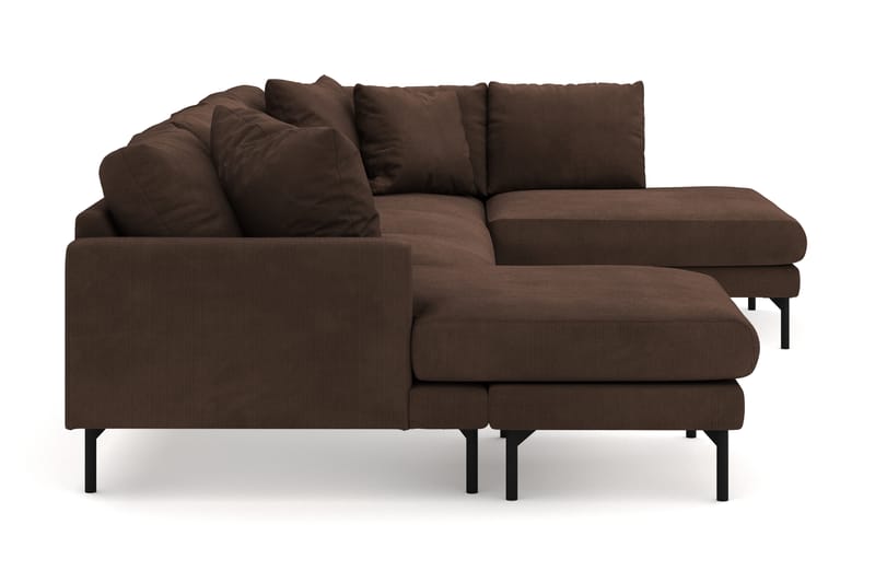 Menard 4-seters Høyrevendt U-formet Sofa med Divan og Sjeselong i Manchester - Brun - Møbler - Sofaer - U-sofa