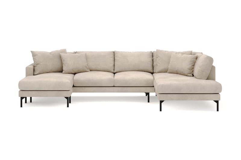 Menard 4-seters Høyrevendt U-formet Sofa med Divan og Sjeselong i Manchester - Grå - Møbler - Sofaer - U-sofa