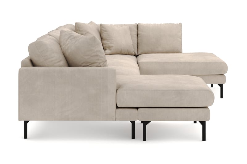 Menard 4-seters Høyrevendt U-formet Sofa med Divan og Sjeselong i Manchester - Grå - Møbler - Sofaer - U-sofa