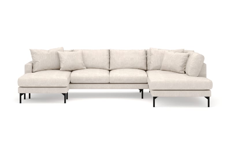 Menard 4-seters Høyrevendt U-formet Sofa med Divan og Sjeselong i Stoff - Beige - Møbler - Sofaer - U-sofa