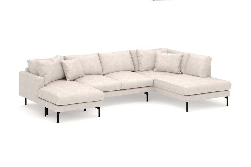 Menard 4-seters Høyrevendt U-formet Sofa med Divan og Sjeselong i Stoff - Beige - Møbler - Sofaer - U-sofa