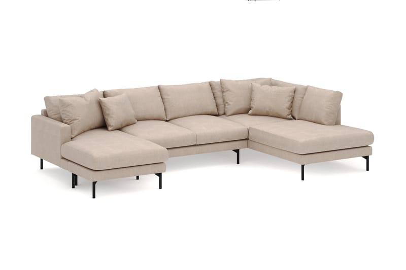 Menard 4-seters Høyrevendt U-formet Sofa med Divan og Sjeselong i Stoff - Beige - Møbler - Sofaer - U-sofa