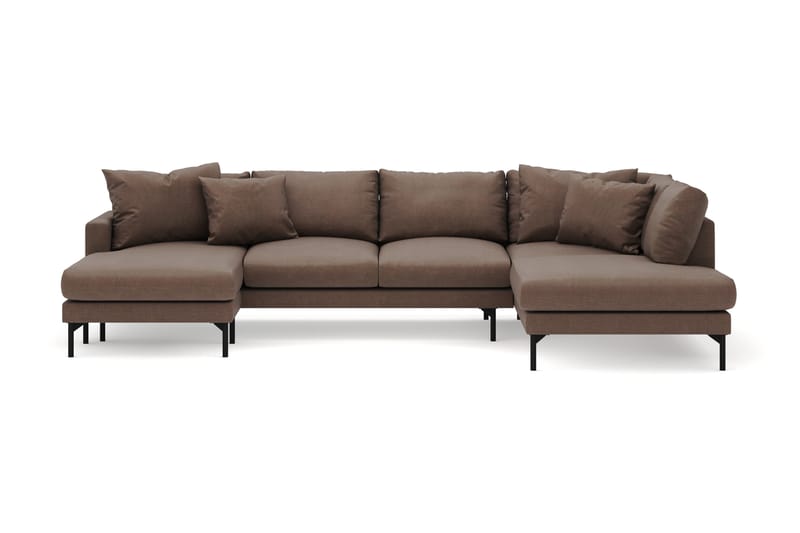 Menard 4-seters Høyrevendt U-formet Sofa med Divan og Sjeselong i Stoff - Brun - Møbler - Sofaer - U-sofa