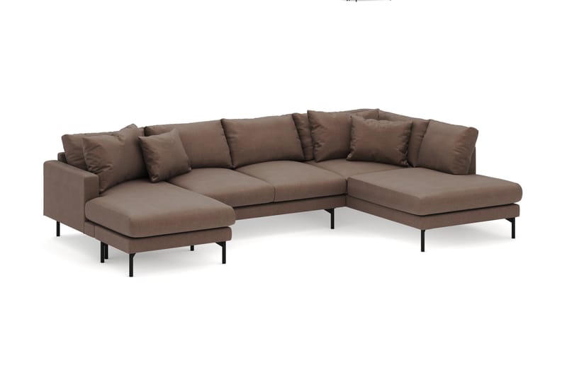 Menard 4-seters Høyrevendt U-formet Sofa med Divan og Sjeselong i Stoff - Brun - Møbler - Sofaer - U-sofa