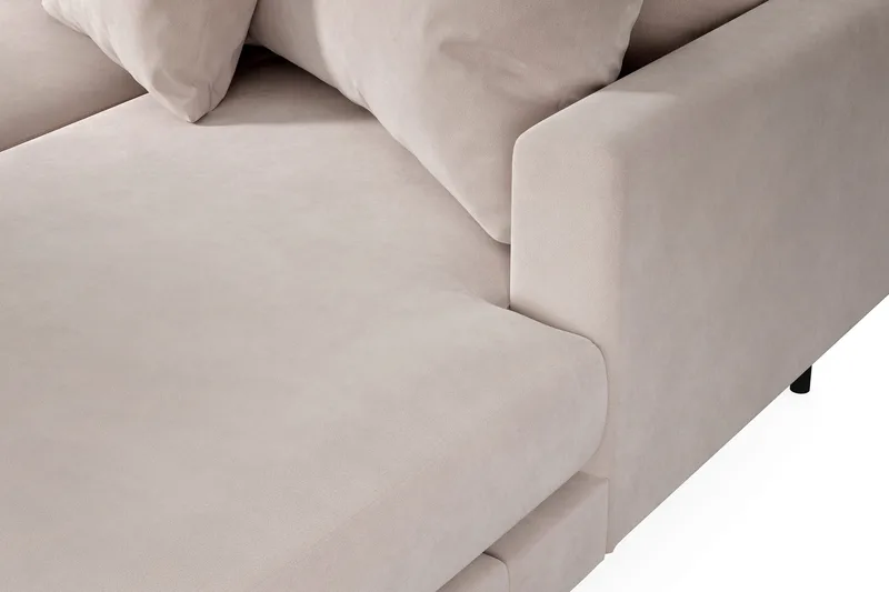 Menard 4-seters Venstrevendt Stor U-formet Dyp Large Sofa med Divan og Sjeselong i Fløyel - Beige - Møbler - Sofaer - Fløyel sofaer