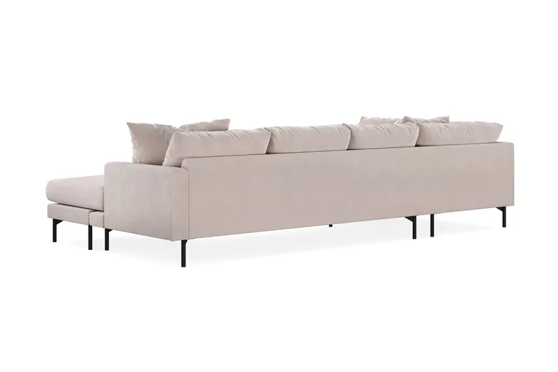 Menard 4-seters Venstrevendt Stor U-formet Dyp Large Sofa med Divan og Sjeselong i Fløyel - Beige - Møbler - Sofaer - Fløyel sofaer