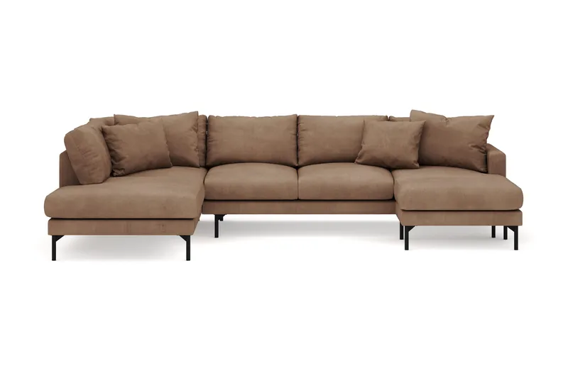 Menard 4-seters Venstrevendt Stor U-formet Dyp Large Sofa med Divan og Sjeselong i Manchester - Brun - Møbler - Sofaer - U-sofa
