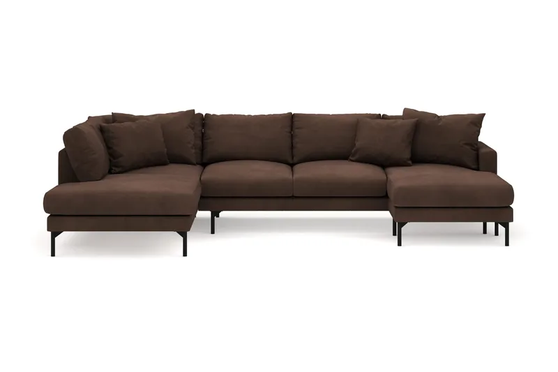 Menard 4-seters Venstrevendt Stor U-formet Dyp Large Sofa med Divan og Sjeselong i Manchester - Brun - Møbler - Sofaer - U-sofa