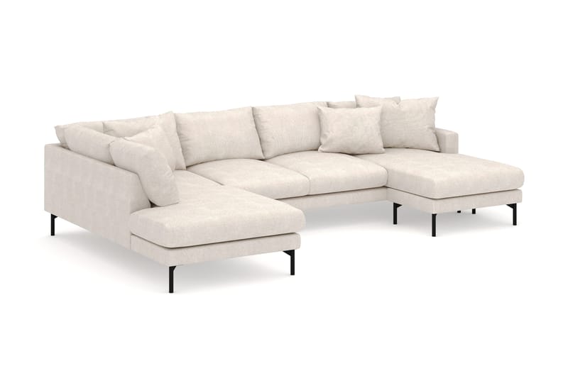 Menard 4-seters Venstrevendt Stor U-formet Dyp Large Sofa med Divan og Sjeselong i Stoff - Beige - Møbler - Sofaer - U-sofa