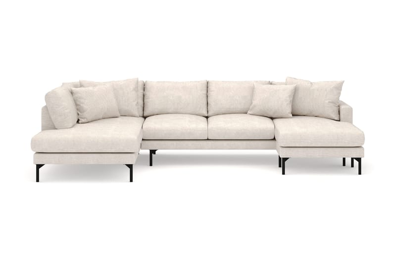 Menard 4-seters Venstrevendt Stor U-formet Dyp Large Sofa med Divan og Sjeselong i Stoff - Beige - Møbler - Sofaer - U-sofa