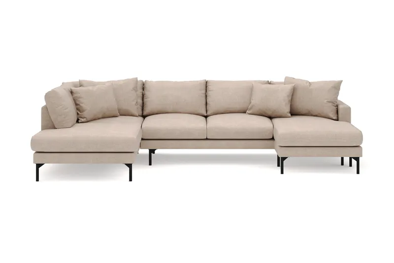 Menard 4-seters Venstrevendt Stor U-formet Dyp Large Sofa med Divan og Sjeselong i Stoff - Beige - Møbler - Sofaer - U-sofa
