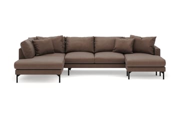 Menard 4-seters Venstrevendt Stor U-formet Dyp Large Sofa med Divan og Sjeselong i Stoff