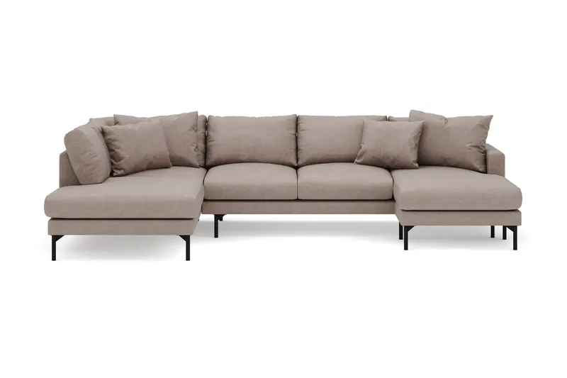 Menard 4-seters Venstrevendt Stor U-formet Dyp Large Sofa med Divan og Sjeselong i Stoff - Brun - Møbler - Sofaer - U-sofa