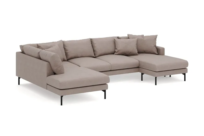 Menard 4-seters Venstrevendt Stor U-formet Dyp Large Sofa med Divan og Sjeselong i Stoff - Brun - Møbler - Sofaer - U-sofa