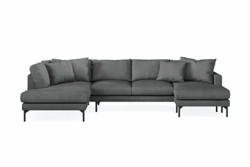 Menard 4-seters Venstrevendt Stor U-formet Dyp Sofa med Divan og Sjeselong i Manchester - Grå - Møbler - Sofaer - U-sofa