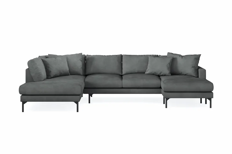 Menard 4-seters Venstrevendt Stor U-formet Dyp Sofa med Divan og Sjeselong i Manchester - Grå - Møbler - Sofaer - U-sofa