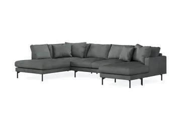 Menard 4-seters Venstrevendt Stor U-formet Dyp Sofa med Divan og Sjeselong i Manchester - Grå - Møbler - Sofaer - U-sofa