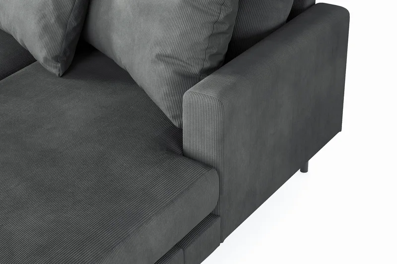 Menard 4-seters Venstrevendt Stor U-formet Dyp Sofa med Divan og Sjeselong i Manchester - Grå - Møbler - Sofaer - U-sofa