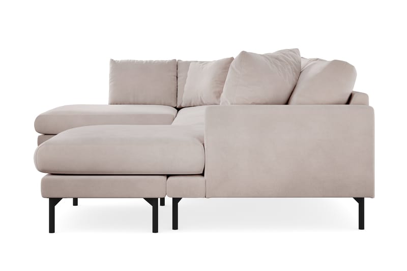 Menard 4-seters Venstrevendt U-formet Large Sofa med Divan og Sjeselong i Fløyel - Beige - Møbler - Sofaer - Fløyel sofaer
