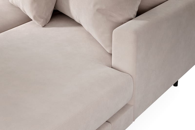 Menard 4-seters Venstrevendt U-formet Large Sofa med Divan og Sjeselong i Fløyel - Beige - Møbler - Sofaer - Fløyel sofaer