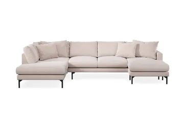 Menard 4-seters Venstrevendt U-formet Large Sofa med Divan og Sjeselong i Fløyel