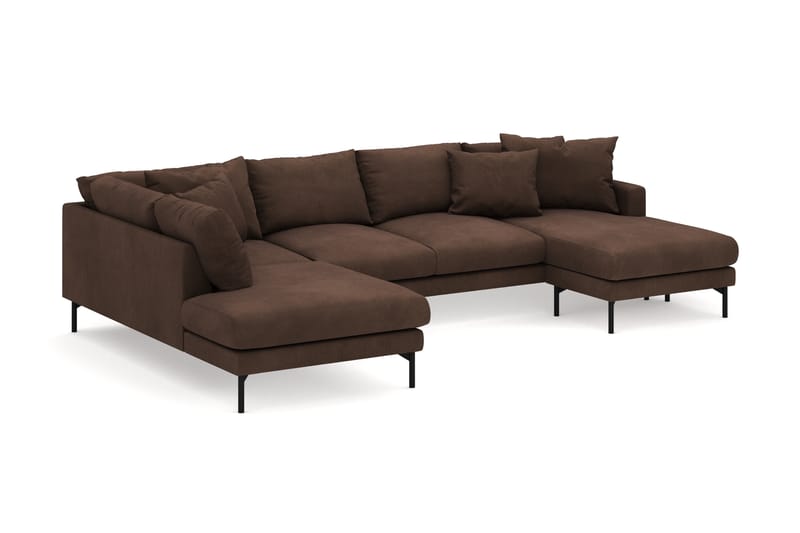 Menard 4-seters Venstrevendt U-formet Large Sofa med Divan og Sjeselong i Manchester - Brun - Møbler - Sofaer - U-sofa
