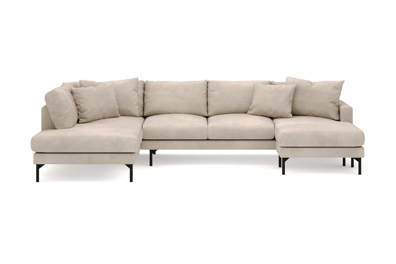 Menard 4-seters Venstrevendt U-formet Large Sofa med Divan og Sjeselong i Manchester - Greige - Møbler - Sofaer - U-sofa