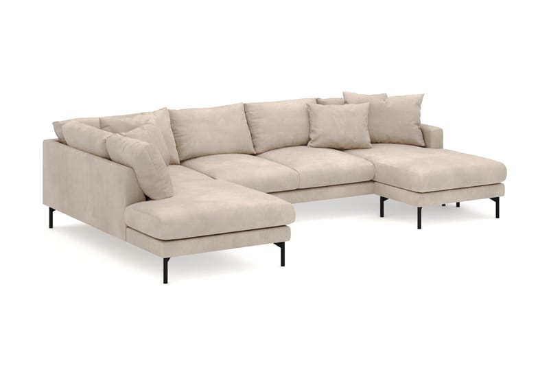 Menard 4-seters Venstrevendt U-formet Large Sofa med Divan og Sjeselong i Manchester - Greige - Møbler - Sofaer - U-sofa