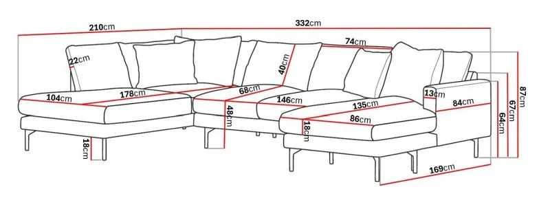 Menard 4-seters Venstrevendt U-formet Large Sofa med Divan og Sjeselong i Stoff - Beige - Møbler - Sofaer - U-sofa