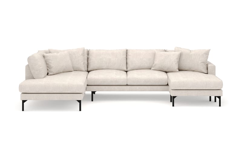 Menard 4-seters Venstrevendt U-formet Large Sofa med Divan og Sjeselong i Stoff - Beige - Møbler - Sofaer - U-sofa