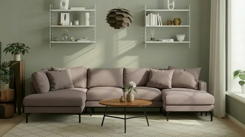 Menard 4-seters Venstrevendt U-formet Large Sofa med Divan og Sjeselong i Stoff - Brun - Møbler - Sofaer - U-sofa
