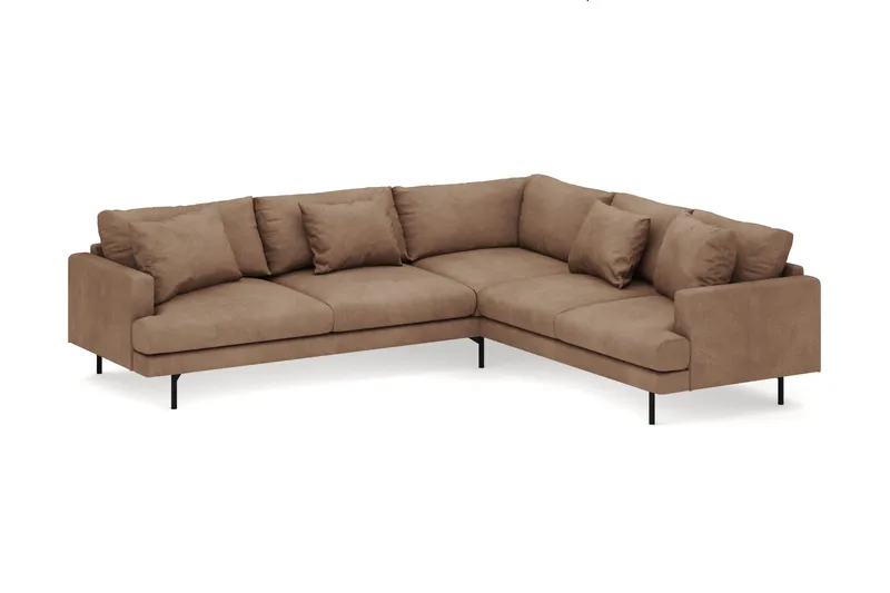 Menard 6-seters Høyrevendt L-formet Hjørnesofa i Manchester - Brun - Møbler - Sofaer - Hjørnesofa