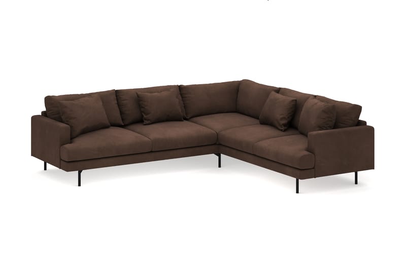 Menard 6-seters Høyrevendt L-formet Hjørnesofa i Manchester - Brun - Møbler - Sofaer - Hjørnesofa