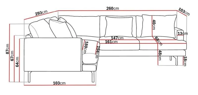 Menard 6-seters Høyrevendt L-formet Hjørnesofa i Stoff - Beige - Møbler - Sofaer - Hjørnesofa