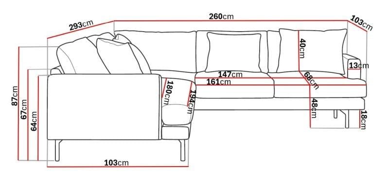 Menard 6-seters Høyrevendt L-formet Hjørnesofa i Stoff - Beige - Møbler - Sofaer - Hjørnesofa