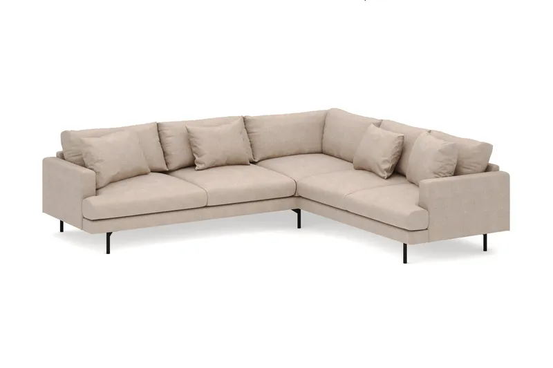 Menard 6-seters Høyrevendt L-formet Hjørnesofa i Stoff - Beige - Møbler - Sofaer - Hjørnesofa